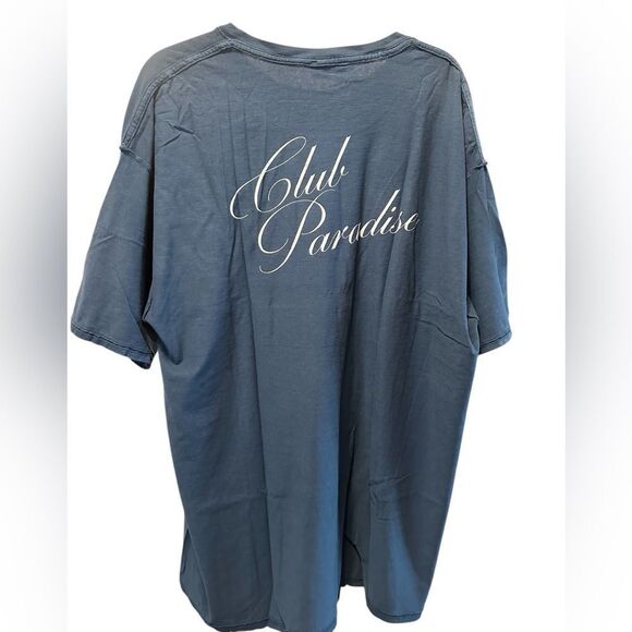 NWT Club Paradise Unisex Blue Resort Tee Raw Hems Classic Graphic Tee Shirt - XL - Picture 1 of 13